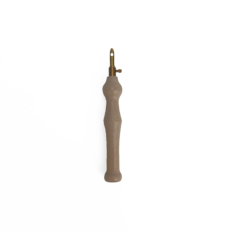 Punch needle adjustable 5mm with a wooden handle and a brass tip that adjusts from 2 to 9 cm