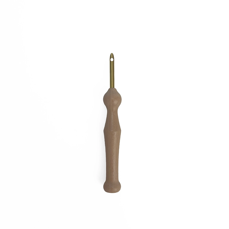 Punch needle fixed 5mm with a non-adjustable 3.8cm long brass tip and wooden handle