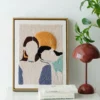 Bestie-Themed Punch Needle Wall Art Kit for Gifting Framed punch needle wall art of two best friends with a sun, ideal as a creative and thoughtful bestie gift