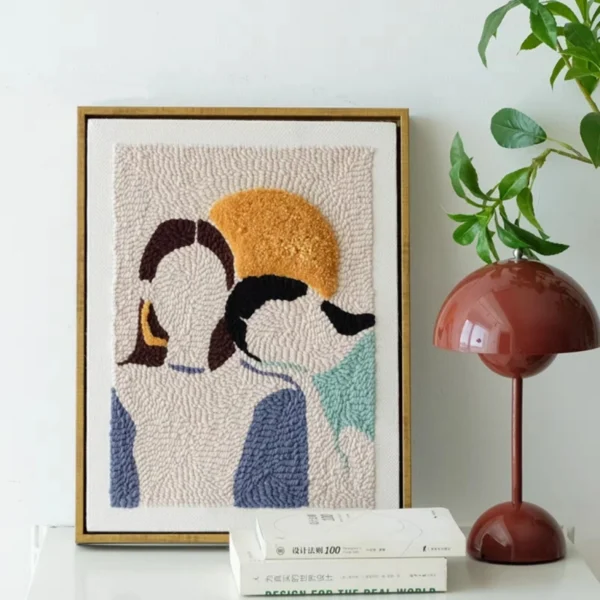 Framed punch needle wall art of two best friends with a sun, ideal as a creative and thoughtful bestie gift