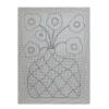 DIY wall decor pattern showing checkered vase with flowers design drawn on fabric for punch needle embroidery wall art project