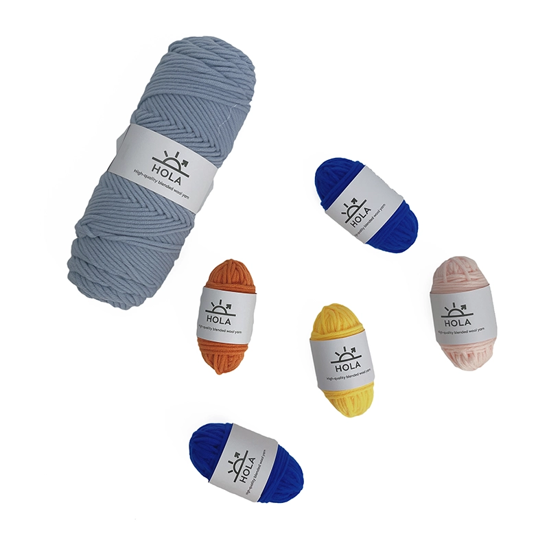 Colorful yarn collection for Frida Kahlo wall art including blue, orange, yellow, pink and navy HOLA brand punch needle yarn
