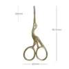 Gold stork embroidery scissors with dimension measurements showing 95.5mm length and 45mm width specifications
