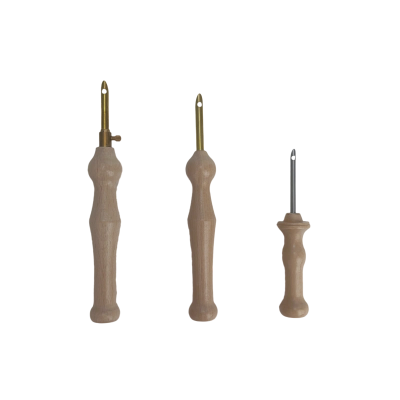 Displaying different punch needles used for creating punch needle stitches.